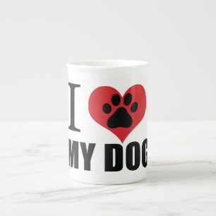 Taza De Porcelana Me encanta mi perro tirando almohada