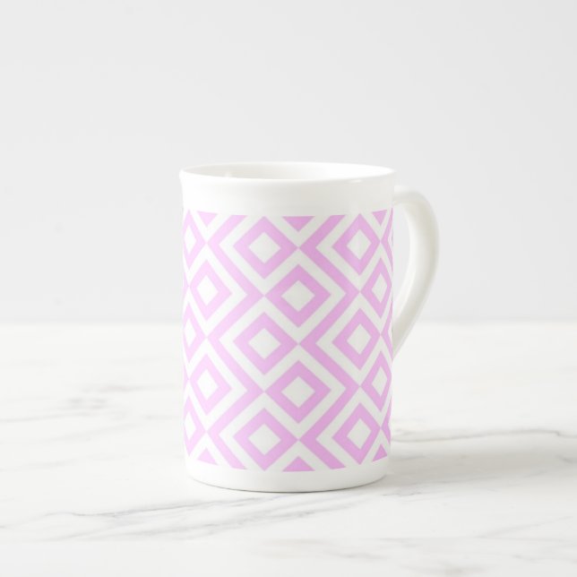 Taza De Porcelana Meander rosa y blanco (Derecha)