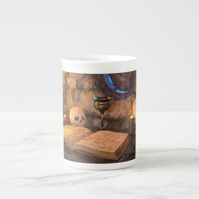 Taza De Porcelana Medieval Fantasy Wizard's Study (Frente)