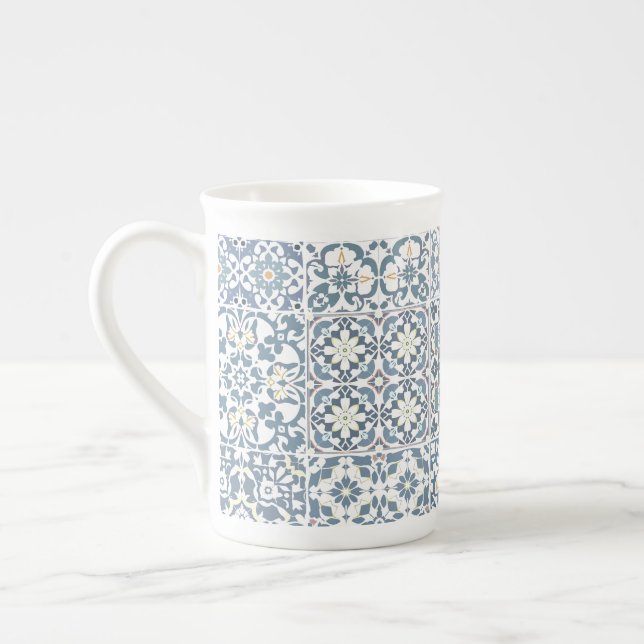 Taza De Porcelana Mediterranean Tiles, Moroccan, Majolica, Azulejo (Izquierda)