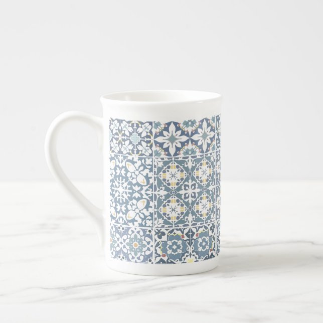 Taza De Porcelana Mediterranean Tiles, Moroccan, Majolica, Azulejo (Izquierda)