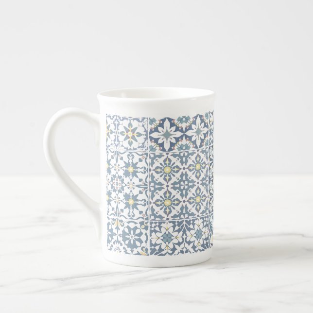 Taza De Porcelana Mediterranean Tiles, Moroccan, Majolica, Azulejo (Izquierda)