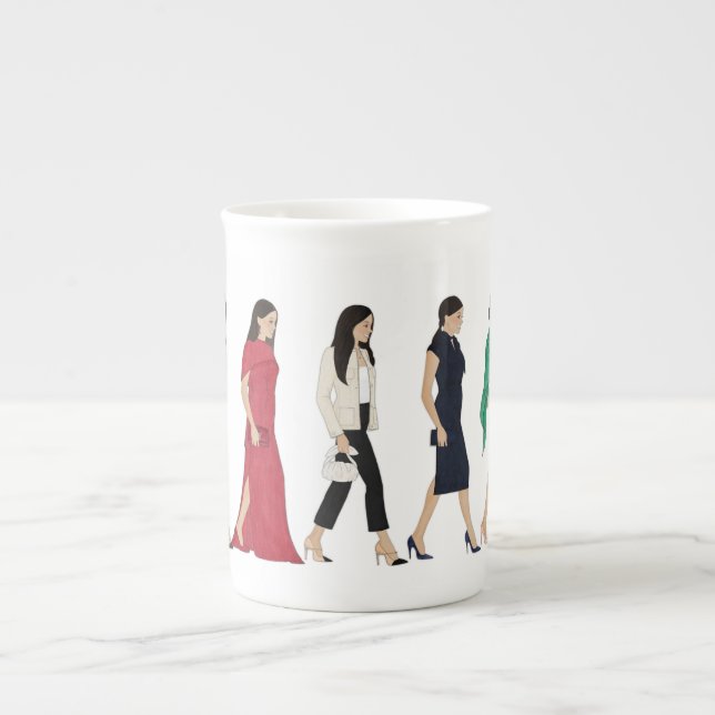Taza De Porcelana Meghan Markle Marcha figuras Mug - final gira al R (Frente)
