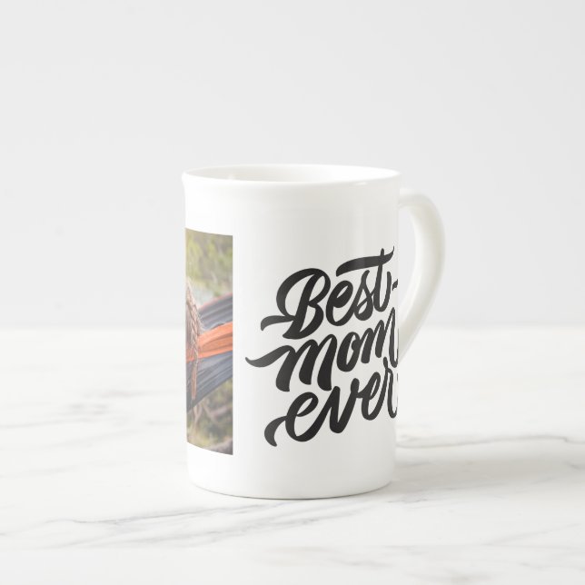 Taza De Porcelana Mejor Mamá Con Guión Moderno Foto Personalizada (Derecha)