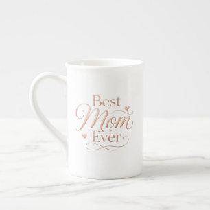 Taza De Porcelana Mejor Mamá Siempre Tipografía Elegante de Oro Rosa