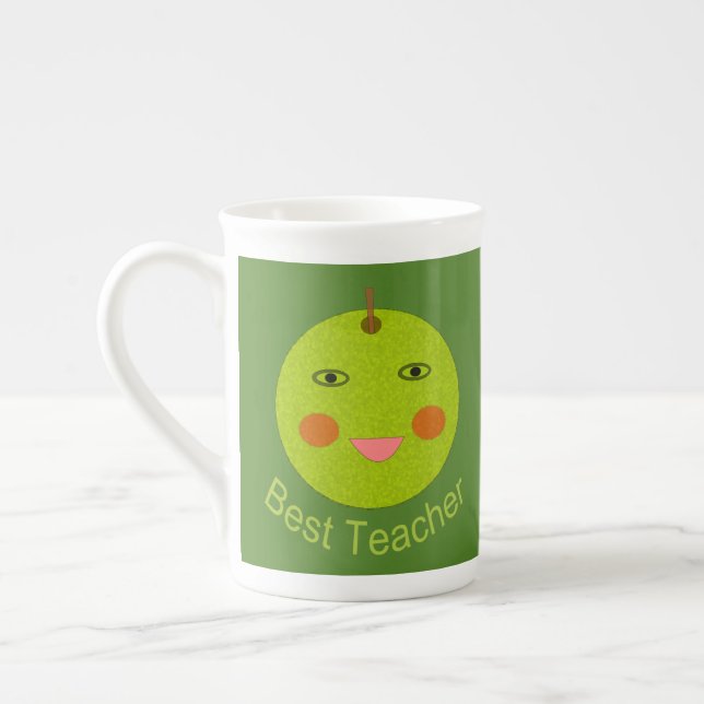 Taza De Porcelana Mejor profesor feliz Apple Mug (Izquierda)