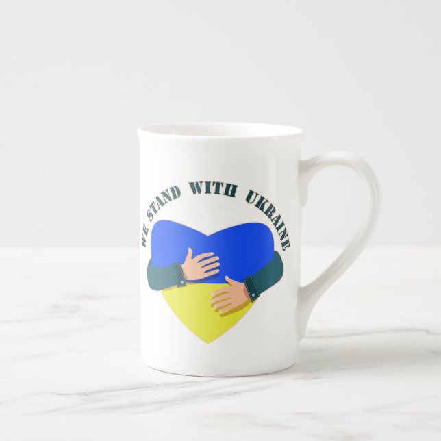 Taza De Porcelana Mensaje inspirador Estamos con Ucrania (Derecha)