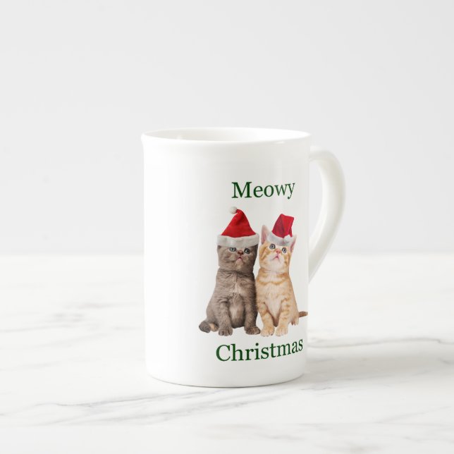Taza De Porcelana Meowy Navidades Kitten China Mug (Derecha)