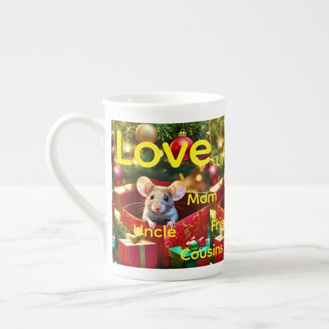Taza De Porcelana Merry Christmas Mouse Family Love Friends  (Izquierda)