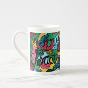 TAZA DE PORCELANA MERRY NAVIDAD NEUROGRÁFICA Y NEGRO