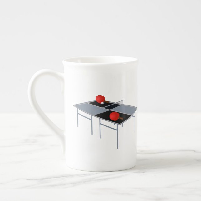Taza De Porcelana Mesa De Ping Pong Con Bats Y Ball, (Izquierda)