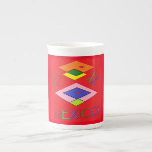 Taza De Porcelana MÉXICO Patrones etno y color rojo