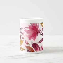 Taza De Porcelana Mezcla floral acuarela