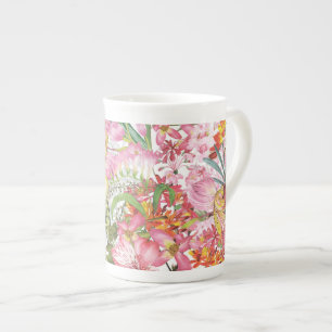 Taza De Porcelana Mi colorido follaje tropical exótico jardín de flo