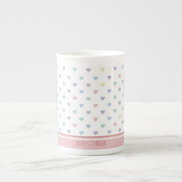 Taza De Porcelana Minimalist Soft Pastel Heart Pattern Couple Name