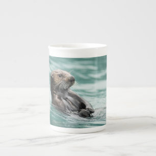 Taza De Porcelana Mirando el Otter marino