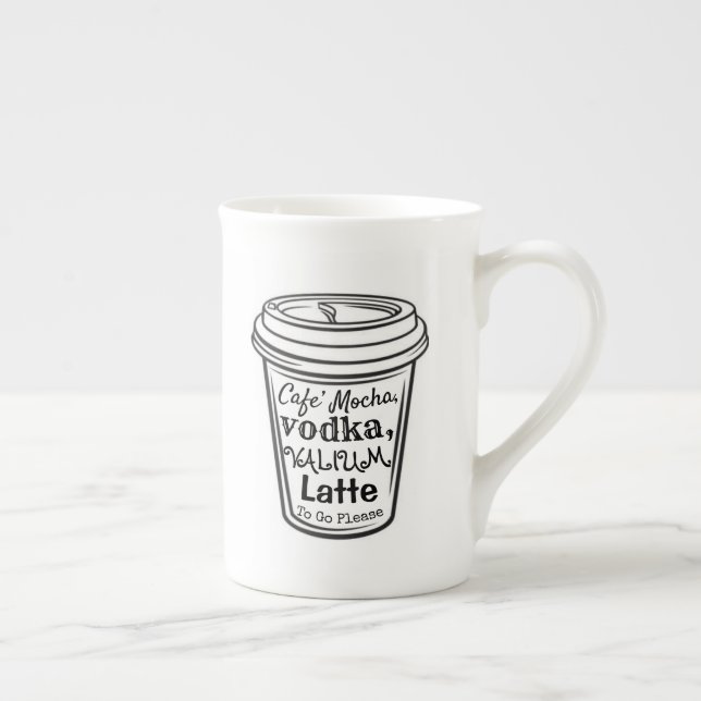 Taza De Porcelana Mocha, Vodka, Valium Mug (Derecha)