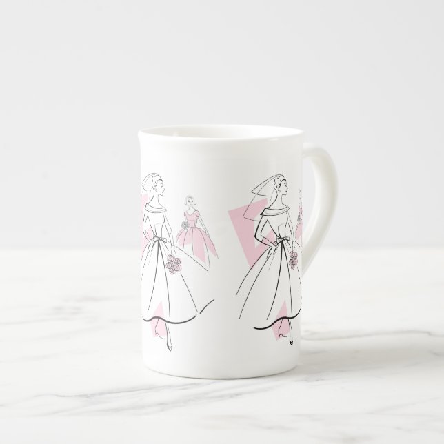 Taza De Porcelana Moda Bride Pink Group loza hueso (Derecha)