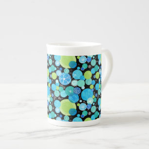 Taza De Porcelana Moda Hueso China Mug, Quirky Blue Moons Pattern