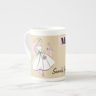 Taza De Porcelana Moda Novia Mano Neutral del Hueso del Nombre del H