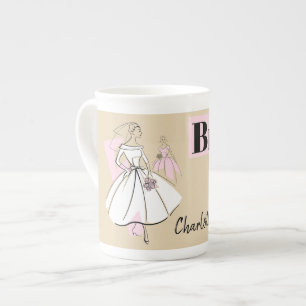 Taza De Porcelana Moda Novia Neutral Novia Nombre Hueso