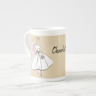 Taza De Porcelana Moda Novia Nombre neutral tafetán hueso china
