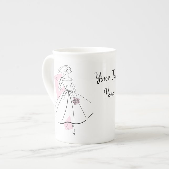 Taza De Porcelana Moda Novia Pink Text mug bone china (Izquierda)