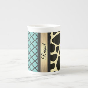 Taza De Porcelana Moda Quartrefoil Giraffe Imprimir
