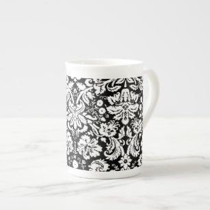 Taza De Porcelana Modelo blanco y negro del damasco