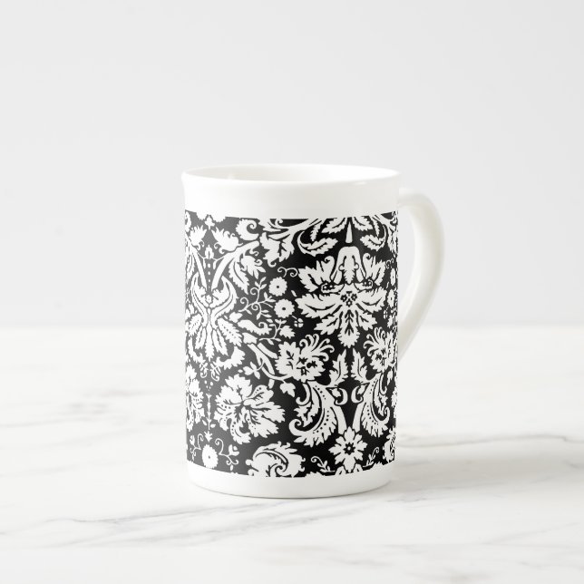 Taza De Porcelana Modelo blanco y negro del damasco (Derecha)