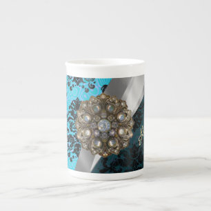 Taza De Porcelana Modelo femenino bonito azul personalizado del