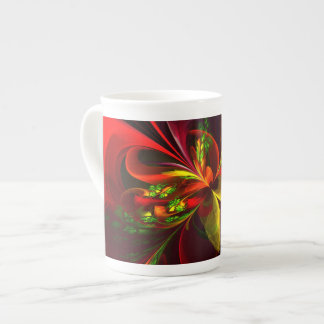 Taza De Porcelana Modern Red Green Floral Abstract Art Pattern #05