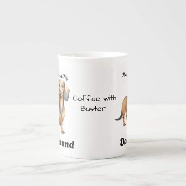 Taza De Porcelana Modern Sandy Brown DACHSHUND Personalize (Frente)