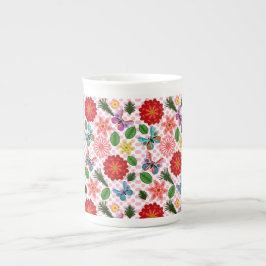 Taza De Porcelana Modern Spring Garden Butterfly Floral 