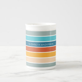 Taza De Porcelana Modernas franjas de atardecer retro personalizadas