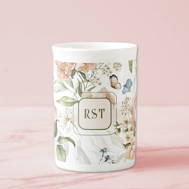 Taza De Porcelana Monograma acuarela Floral 10oz. (Subido por el creador)