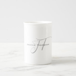 Taza De Porcelana Monograma de nombre profesional elegante moderno