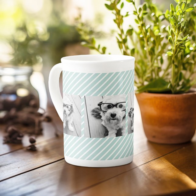 Taza De Porcelana Monograma de Personalizado de Collage de fotos de  (Personalized mug with photos and text, customize completely in the advanced design area)