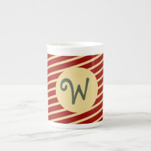 Monograma de rayas bermellón y crema Varsity Retro
