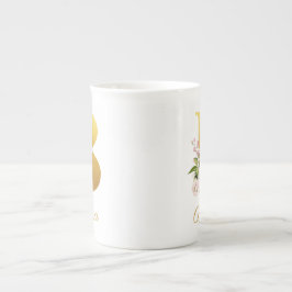 Taza De Porcelana Monograma Floral Nombre Botánico Inicial B Persona