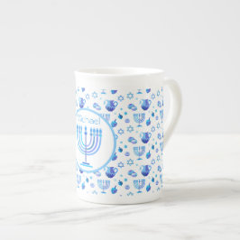 Taza De Porcelana Monograma Hanukkah Festival Menorah Lights