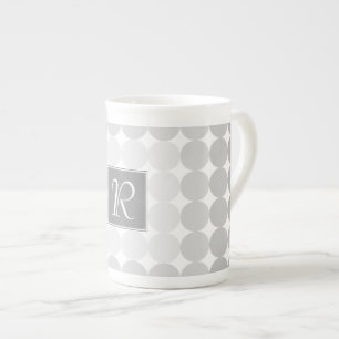 Taza De Porcelana Monograma moderno de círculos grises