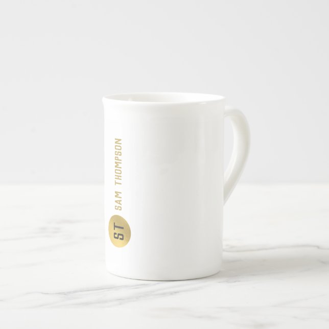 Taza De Porcelana Monograma moderno de lujo y negro personalizado (Derecha)