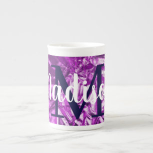 Taza De Porcelana Monograma Personalizado lujoso morado personalizad