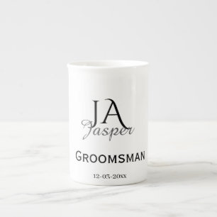 Taza De Porcelana Monograma personalizado padrino mejor hombre nombr