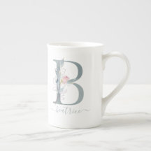 Monograma Rubor Color de agua rosa Letra floral B