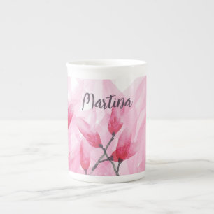 Taza De Porcelana Monogramación de color de agua de fusión rosa