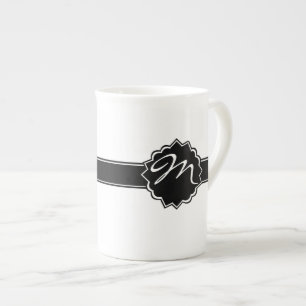 Taza De Porcelana Monogramado negro