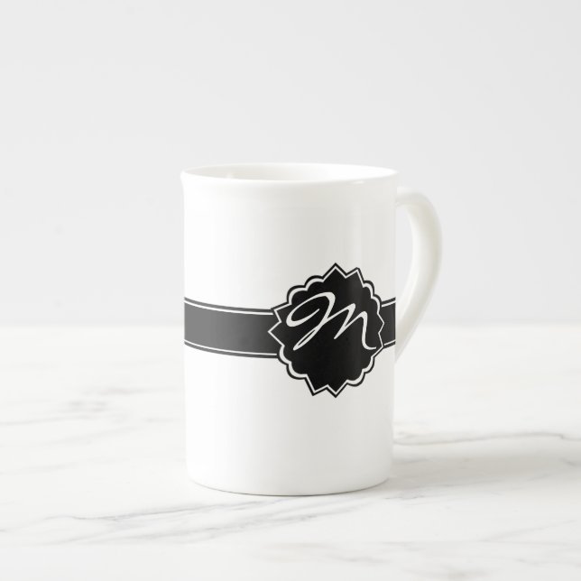 Taza De Porcelana Monogramado negro (Derecha)
