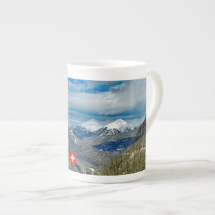 Taza De Porcelana Montañas de invierno en Suiza, viaje